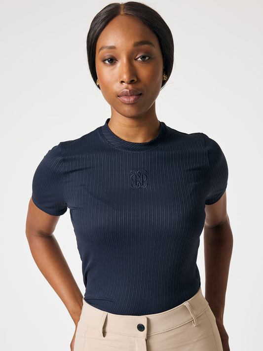 Shirt Courtney Striped Mesh S/S , NAVY