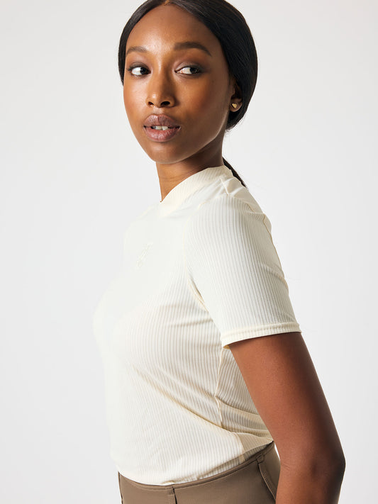 Shirt Courtney Striped Mesh S/S , VANILLA BEIGE