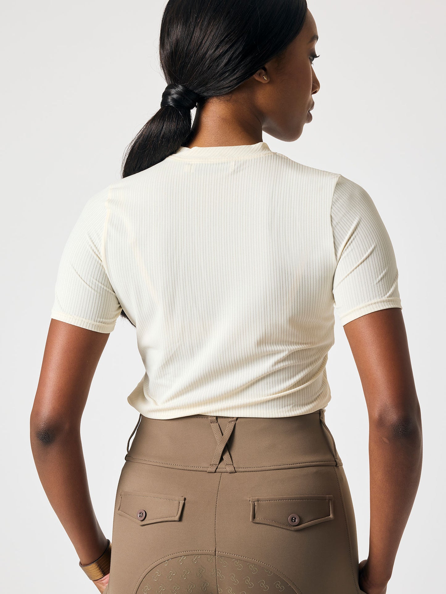 Shirt Courtney Striped Mesh S/S , VANILLA BEIGE