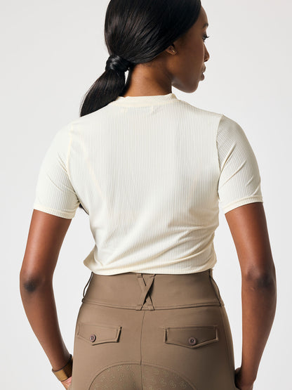 Shirt Courtney Striped Mesh S/S , VANILLA BEIGE