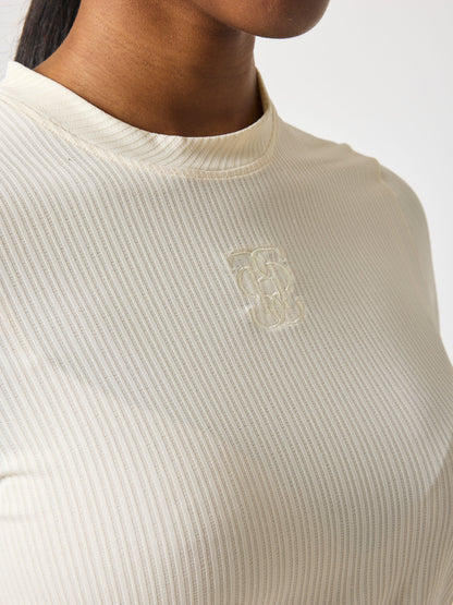 Shirt Courtney Striped Mesh S/S , VANILLA BEIGE