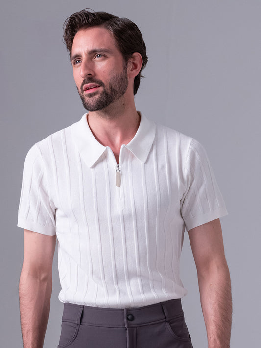 Polo Knitted John, OFF WHITE