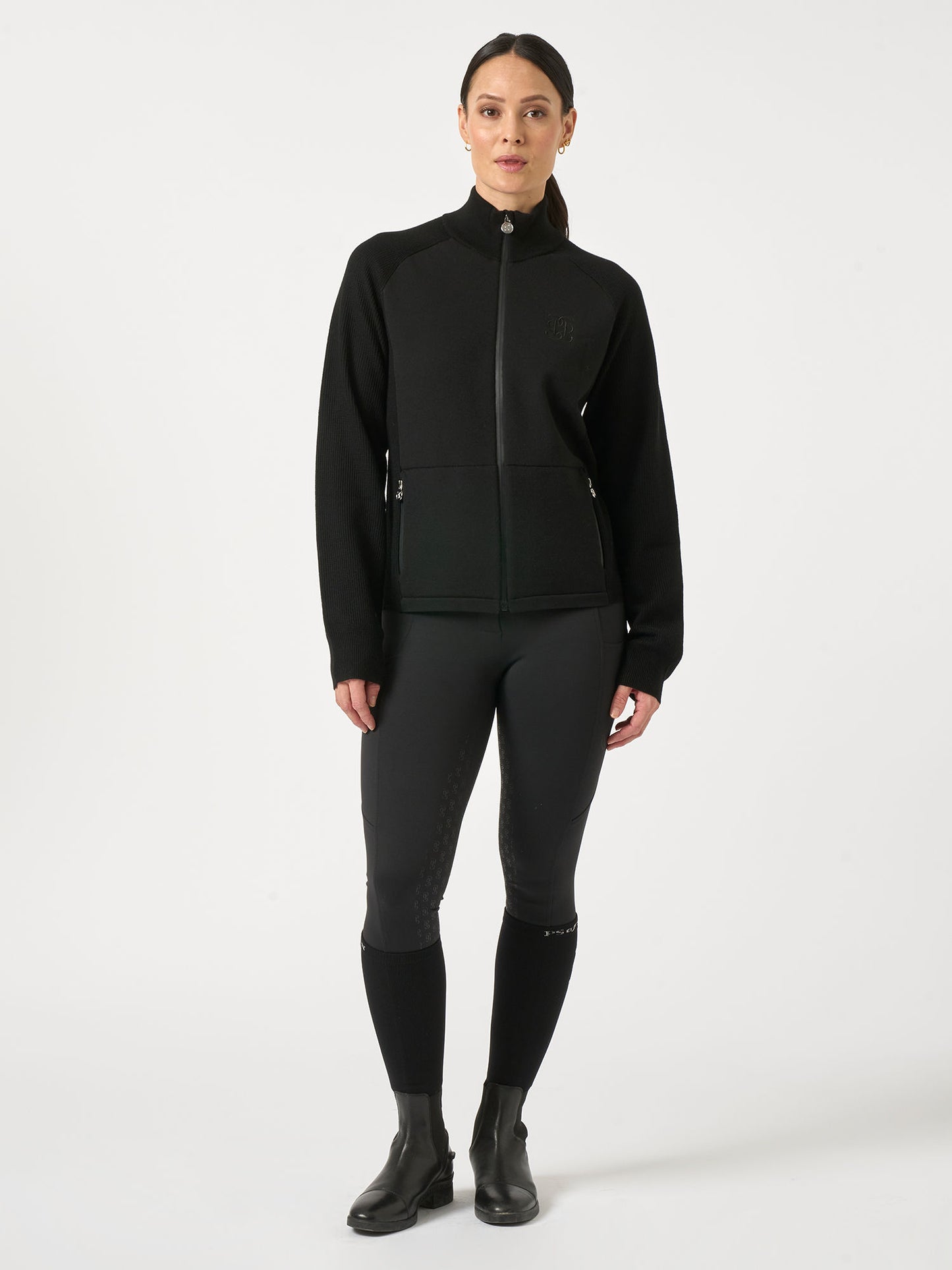 Sweater Florence Knitted Full Zip, BLACK