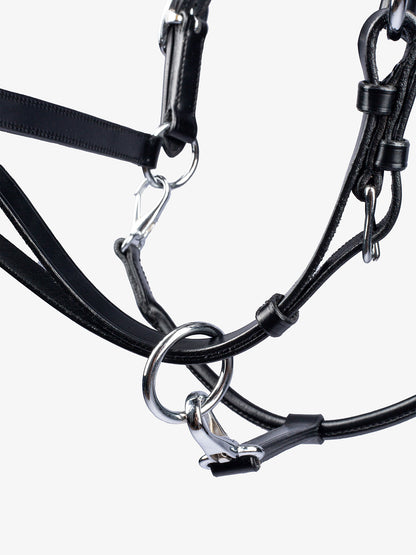 Halter Leather BLACK w Silver Buckles