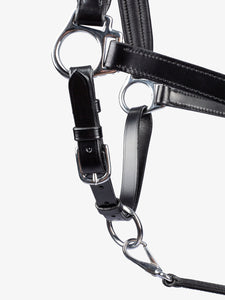 Halter Leather BLACK w Silver Buckles