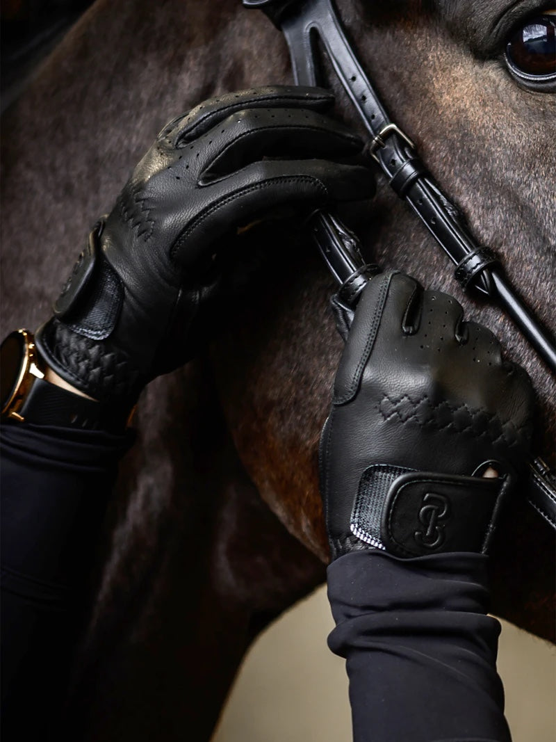 Riding Gloves Soft Leather, BLACK